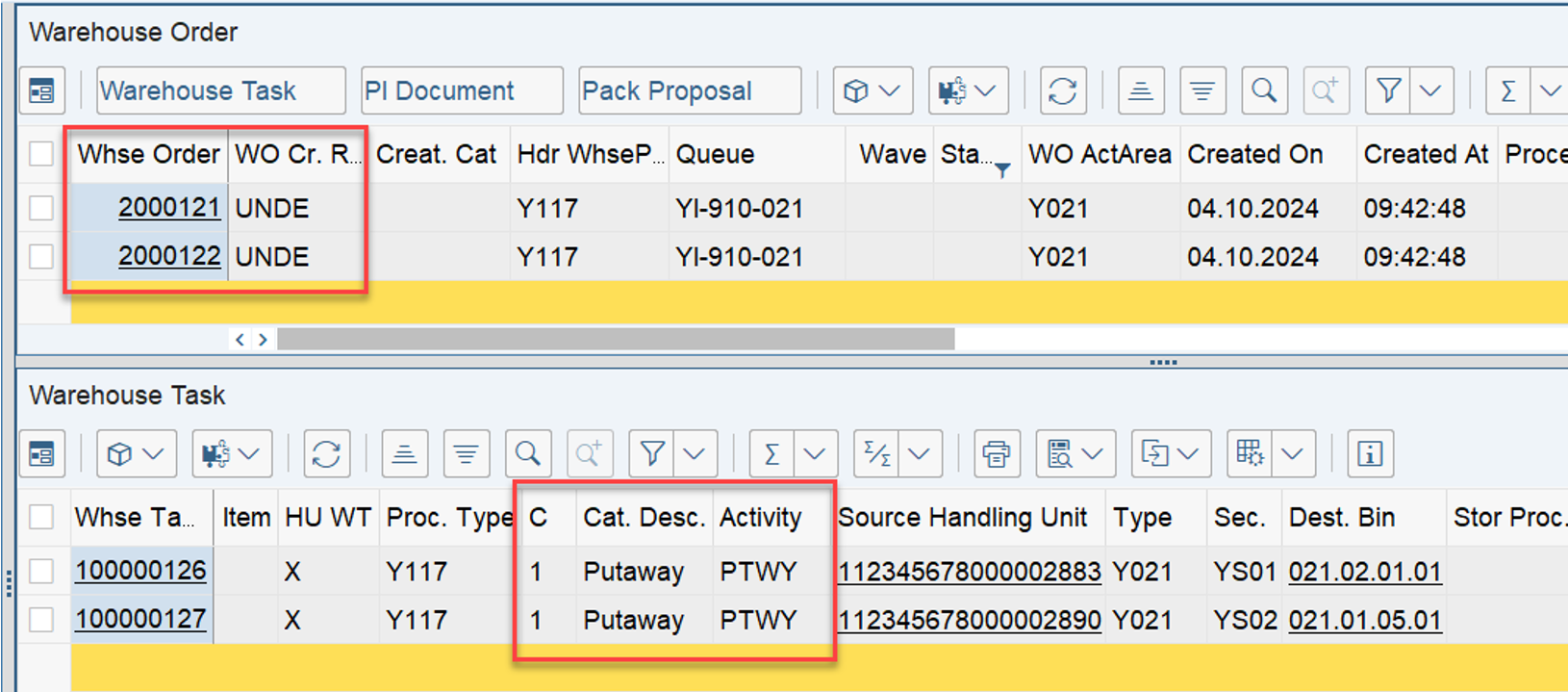 SAP EWM WOCR UNDE and DEF_26